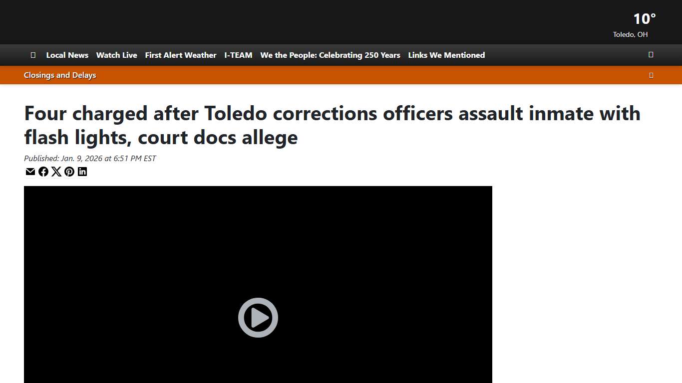 Four charged after Toledo corrections officers assault inmate with flash lights, court docs allege