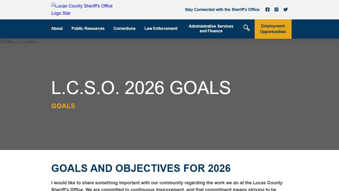 L.C.S.O. 2026 GOALS Lucas County Sheriff